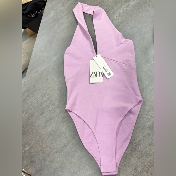Zara Lilac Two Way Stretch Cotton Bikini Cut Bodysuit - Picture 4 of 8